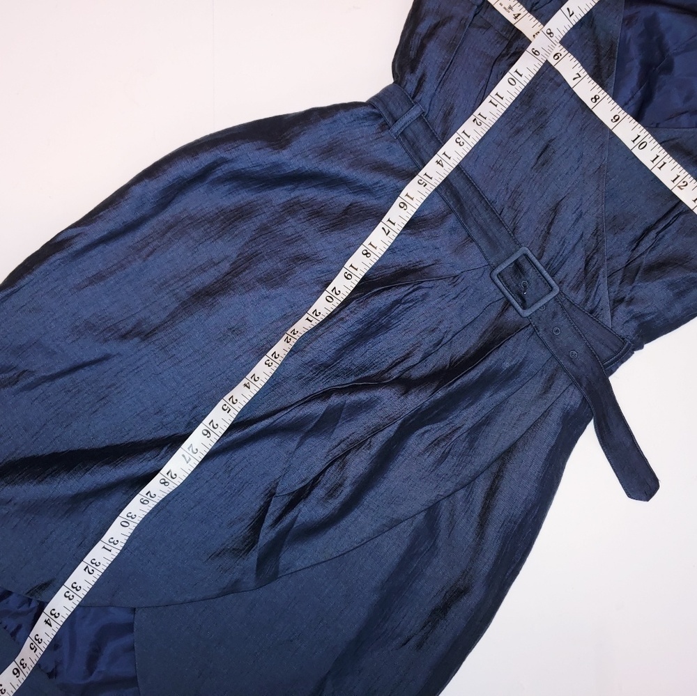 - H&M Faux Wrap Dress Navy Blue 6 - Picture 2 of 5